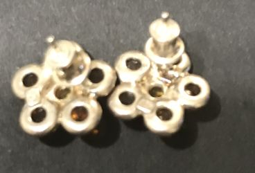 Sterling silver et Baltic Amber small flower earrings