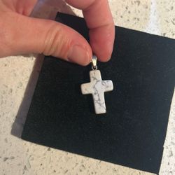 Stone Cross Silver Pendant 