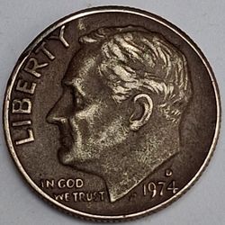 1974 d dime brown in circulation
