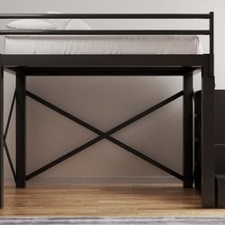 Adult Queen Loft Bed w/ Stairs — Like New — Delivery Available