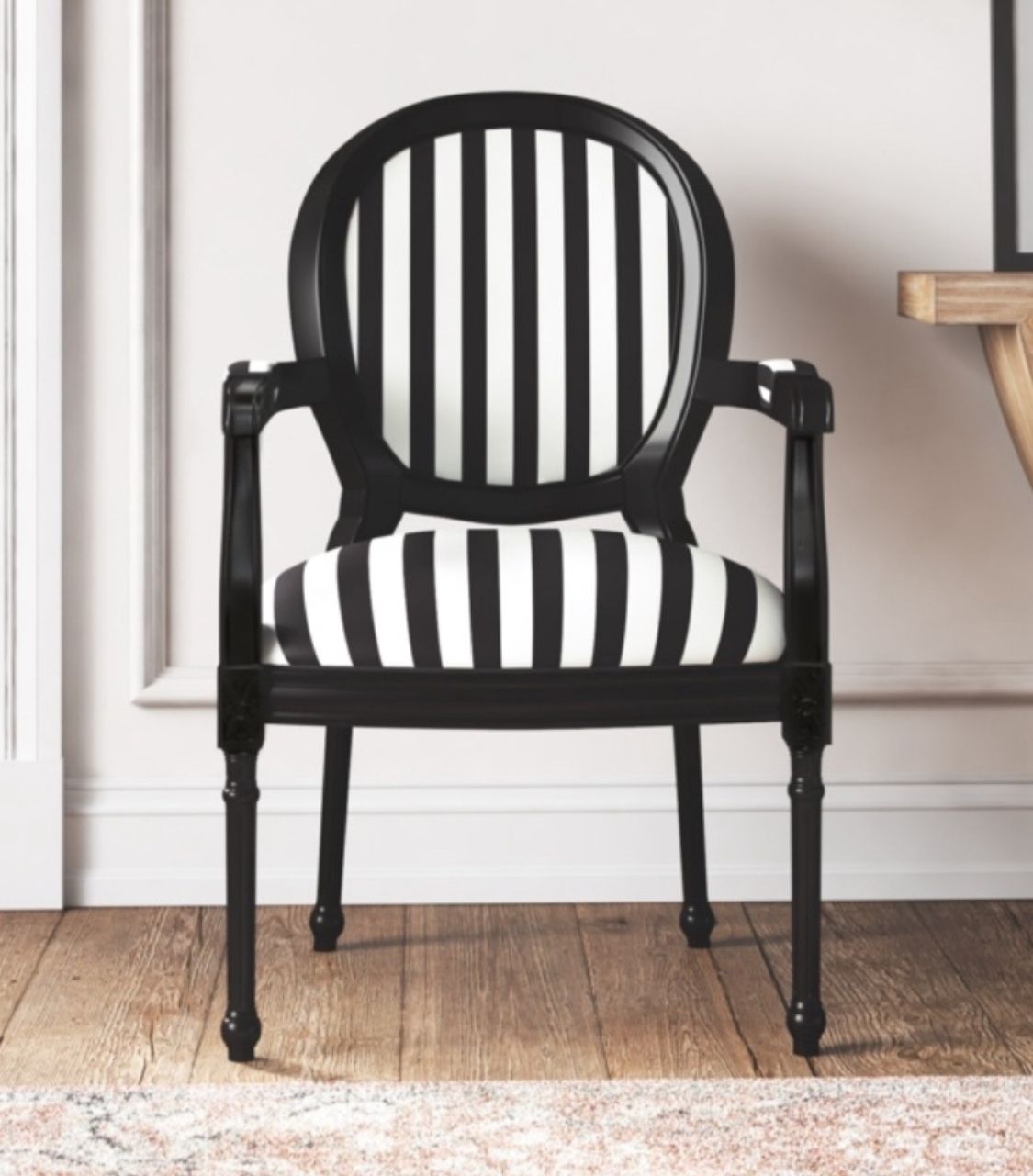 Black & White Striped Accent Chair