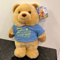 Canterbury Teddy Bear Plush Stuffed Animal 10" Tall with blue shirt. NWT 