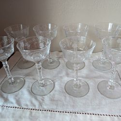 8 Libbey Rock Sharpe Crystal Halifax Cocktail Glasses