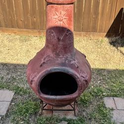 Large Clay Chiminea Outdoor Fireplace – Rustic