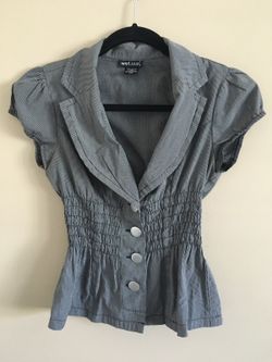 Wet Seal Black & Grey Stripe Vest