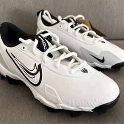 Brand New Nike Force Trout 9 Keystone Molded White Baseball Cleats Youth Sizes 1, 2, 3, 4, 5, 6