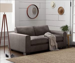 Leather loveseat dark gray New