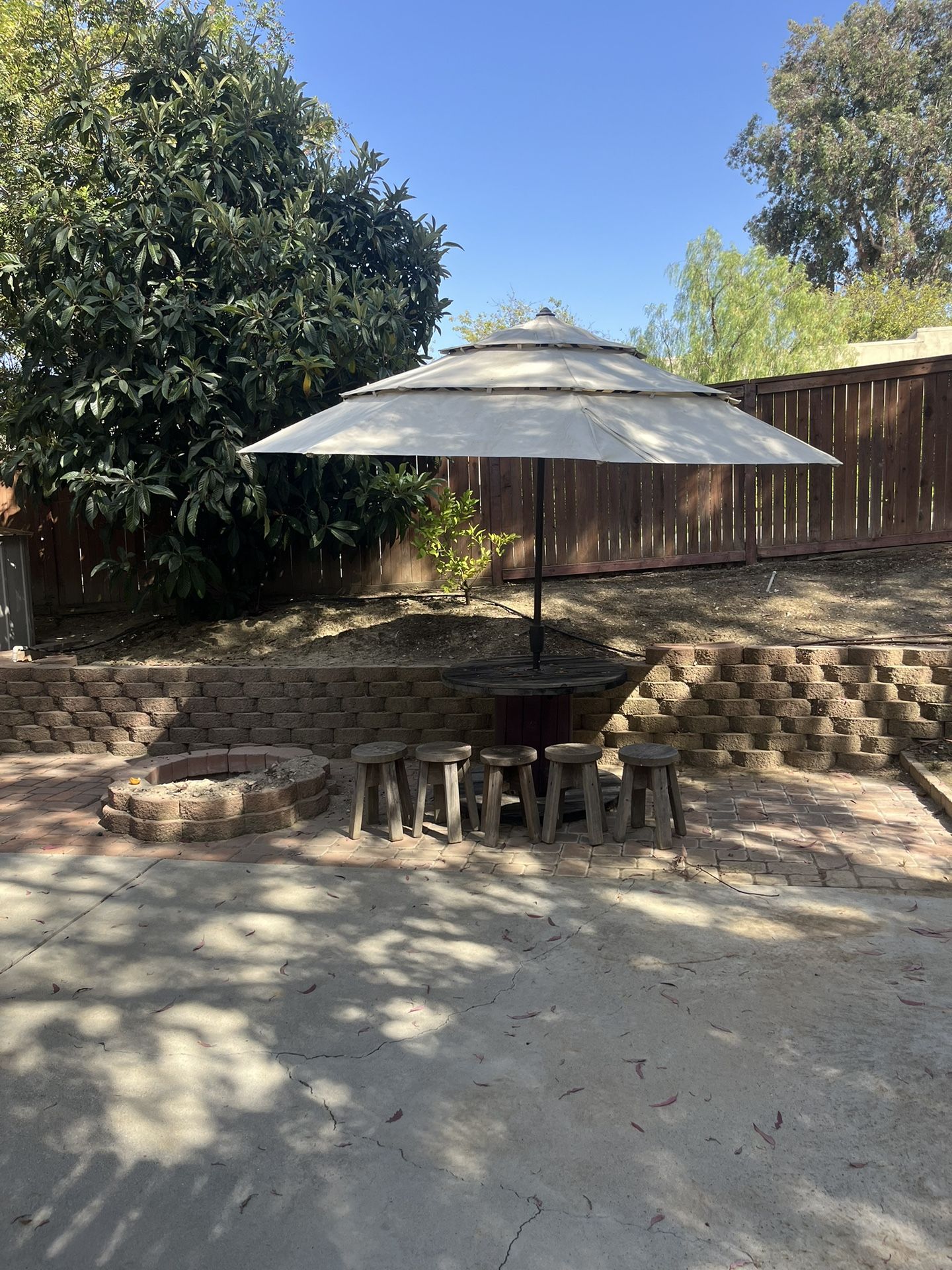 Patio Umbrella And Little Bench