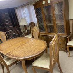 Custom Dining Table And Armoir  6 Chairs !! A Steal! First Come First Serve 