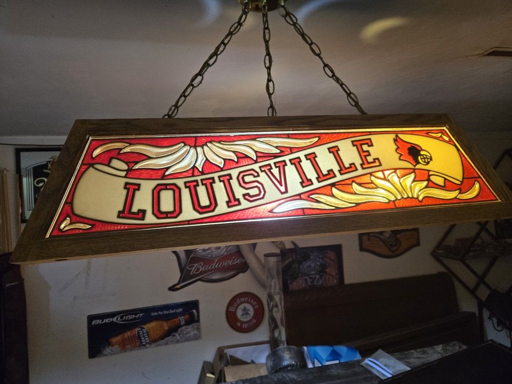 Vintage Billard Stained Glass Light