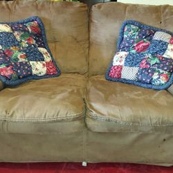 Microfiber couch and loveseat  And Couch With Recliners  your condition very comfortable no rips or tears can deliver Okc area $30