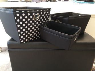 Set of 6 black storage containers