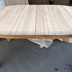 Oval dining table with extension solid oak wood natural finish L65”~L90”*W47”*H30”(address in description 