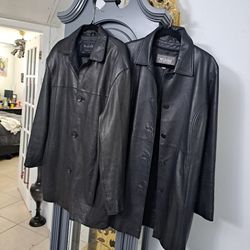 Two Jackets  Black  Leather  Large  