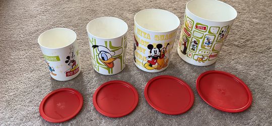 Vintage Never Used Disney Tupperware Canister Set - Mickey, Donald
