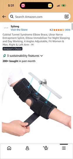 Cubital Tunnel Syndrome Elbow Brace, Ulnar Nerve Entrapment Splint, Elbow Immobilizer for Night Sleeping and Day Working, 4 Angles Adjustable, Fit Wom
