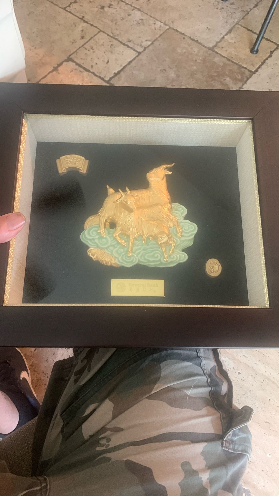 Rare Shadow Box Korea Art Gold Goats General Bank Some People Are Asking From $1500 Up To $6K