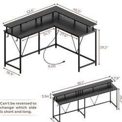 Huuger Desk, Corner Gaming Desk; Black