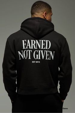 BoohooMAN Man Active Earned Not Given Oversized Boxy Hoodie - Black (Small)