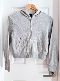 Gray Zip-Up Cropped Hoodie