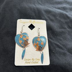 Copper Reflections Cat Earrings