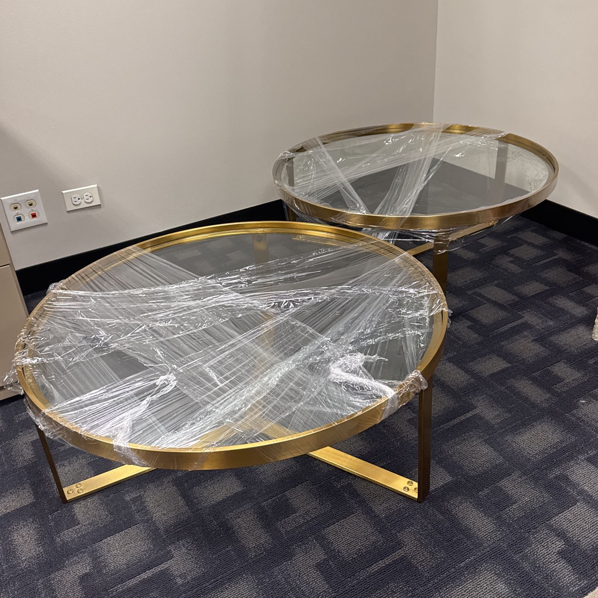 Glass / Gold Coffee End Table(s)