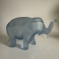 Blue Frosted Glass Elephant Trinket Box - Decorative Art Glass Figurine with Lid - Tiara Exclusive