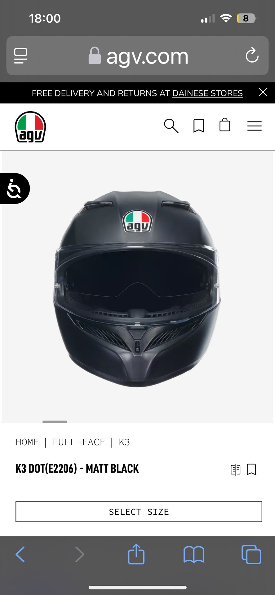 AGV K3 Helmet XXL
