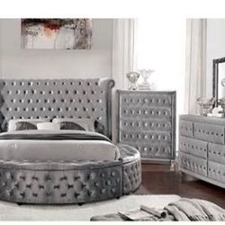 Brand New Silver Grey 4PC Bedroom Set