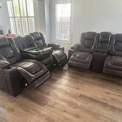 Reclining Leather Couch Set