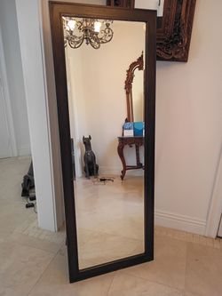 Beautiful solid oak  free standing beveled mirror