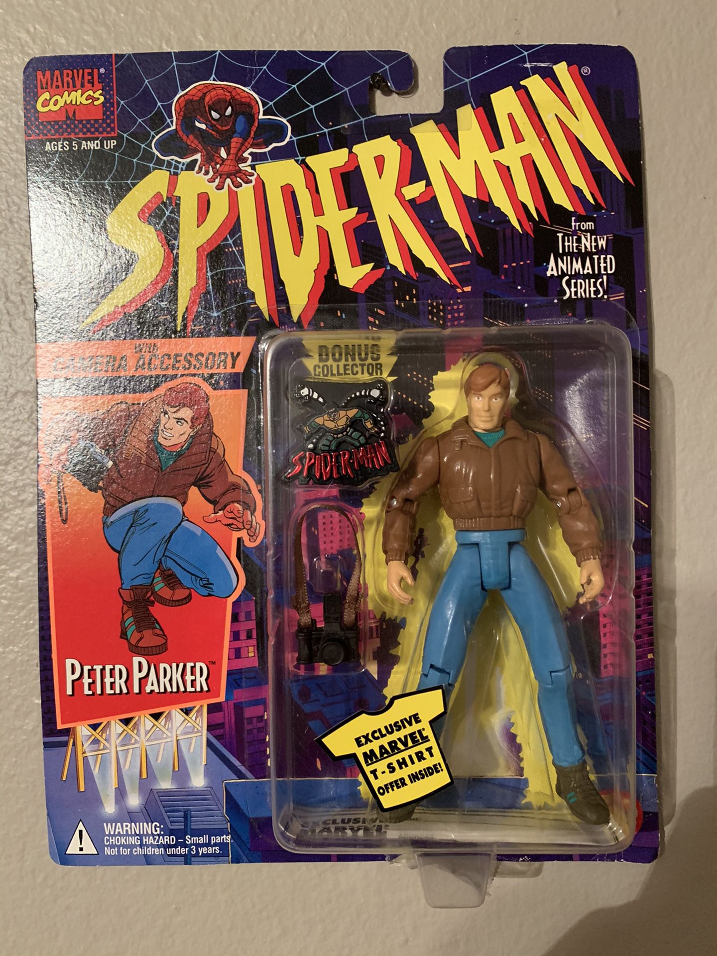 Marvel Spider-Man Animated Series (1995) Peter Parker Toy Biz Figure NIP