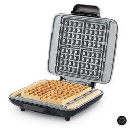 Dash No-Drip Nonstick Belgian Waffle Maker - Graphite: Aluminum & Plastic, 1200W, Nonstick Surface, 99 sq in Grill Area