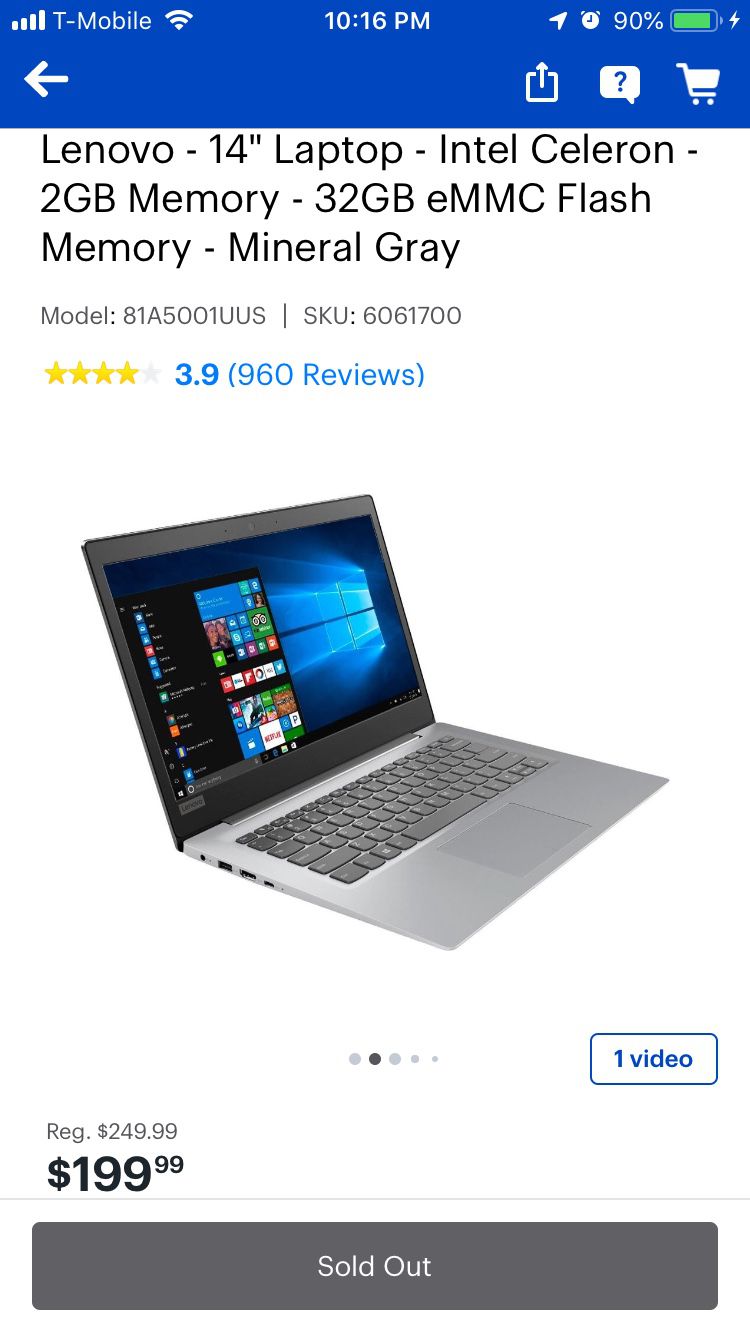 Lenovo ideapad laptop 14” 32GB (READ FIRST)