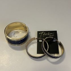 Navy Thalia & Sodi earring & cuff bracelet set