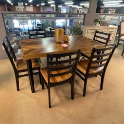 Brown & Black Dining Room Set (Set of 7)
