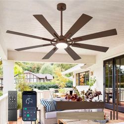 72" Ceiling Fan with LED Light BROWN Remote Control Indoor Outdoor Porch Dimmable