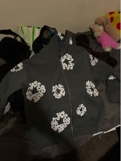 Denim Tears Cotton Wreath Rhinestone Zip-Up Hoodie