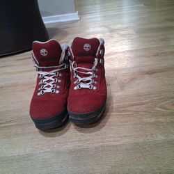 Men's Timerbland Eurohiker Boots Dark Red Nubuch Size US 9