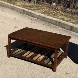Rustic Wooden Coffee Table with Lower Shelf – 37” x 22” x 18”