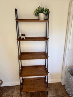 5-Tier Ladder Bookshelf Wood and Metal