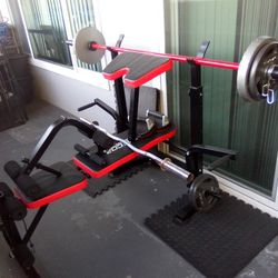 Brand New Bench Custom Bar To Match 45 Olympic Standard Issue 4 New 10lb Plates 2 Older Steel 10 Lb Plates 2 25lb Plates Older 10 Lb 