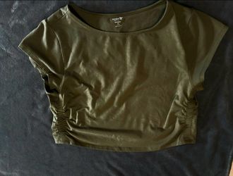 XL Activewear Crop Olive Green T-Shirt
