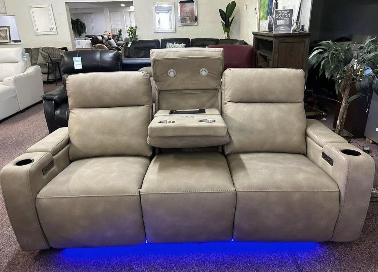 Furniture Zero Gravity Fabric Power Recliner Sofa Greymel