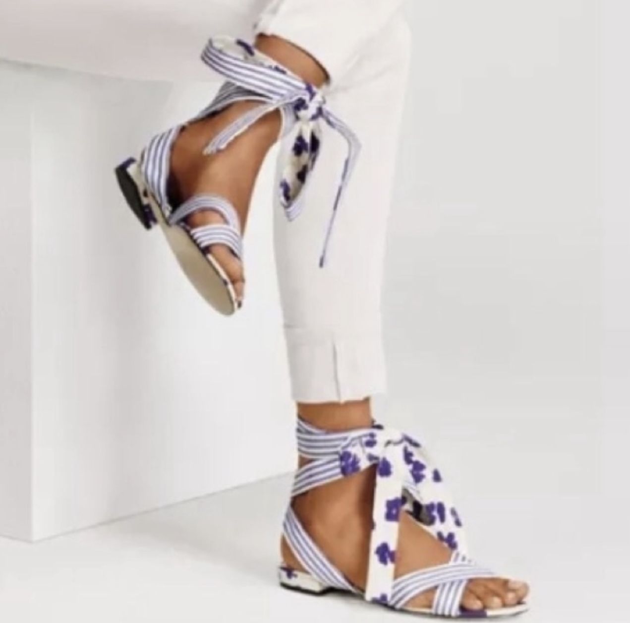 Blue And White Sandals