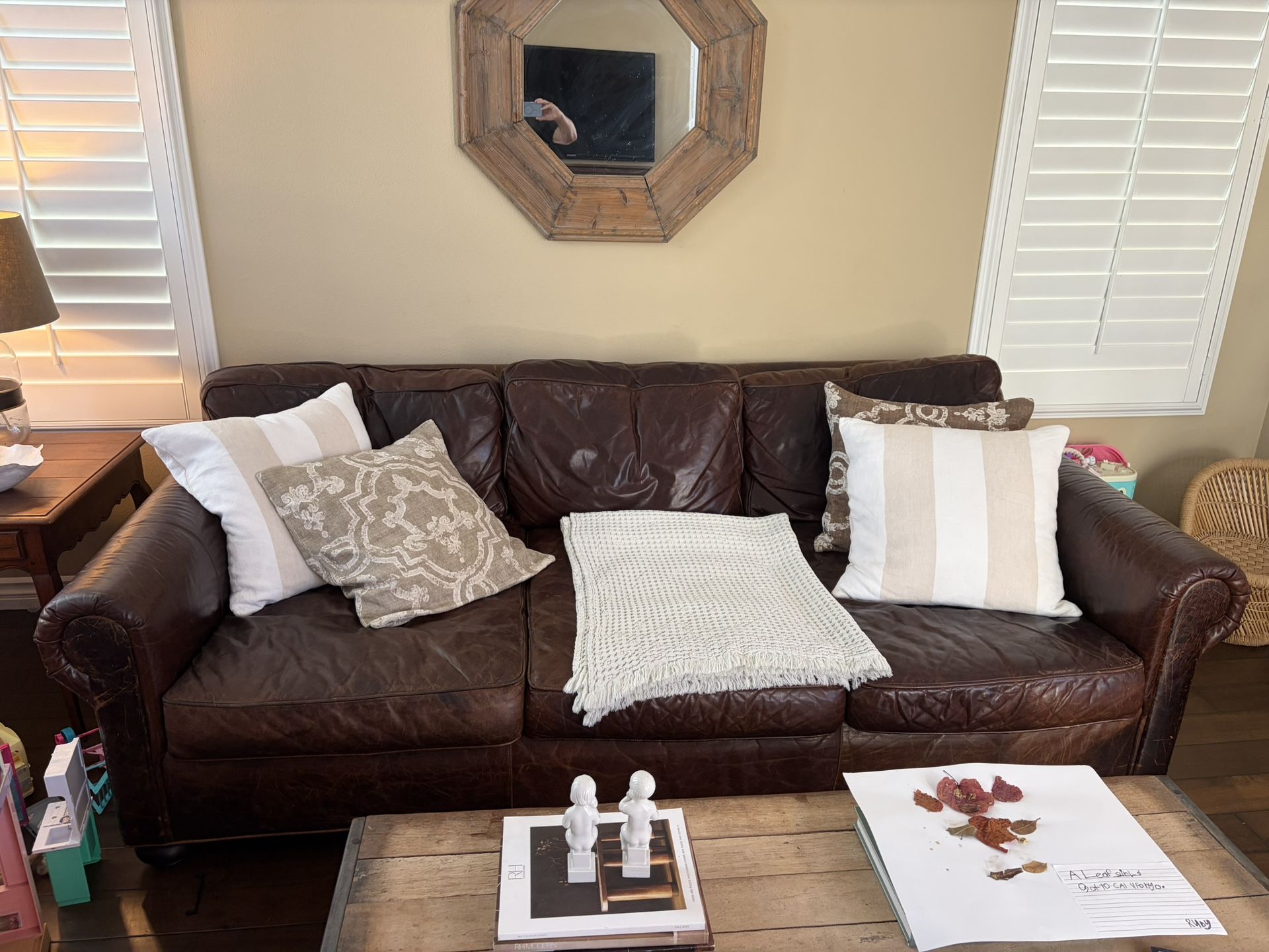 Restoration Hardware Deep Seat Leather Couch