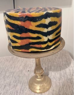 Decorative Safari Style Candle with Gold Pedestal Holder