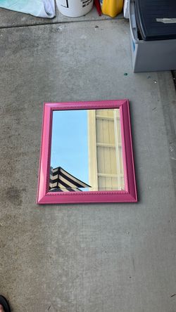 Pink frame mirror
