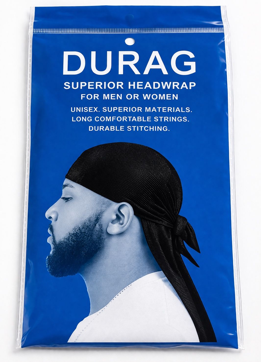 Black Wave Durag – Premium Stretch Headwrap (New)