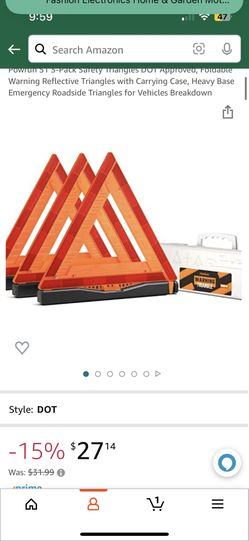 3-Pack Safety Triangles DOT Approved, Foldable Warning Reflective Triangles with Carrying Case, Heavy Base Emergency Roadside Triangles for 